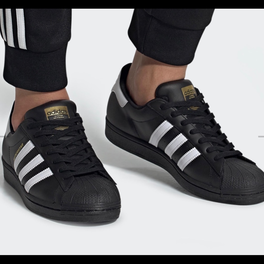 SZ 9 Adidas Superstar Core Black White Shell 2019 - Picture 1 of 12